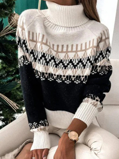 Warmer norwegischer Pullover für Damen mit klassischem Muster und stilvollem Design