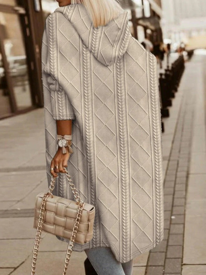 Warmer Strickcardigan mit Kapuze für Damen, gemütlich und zeitlos im Design.