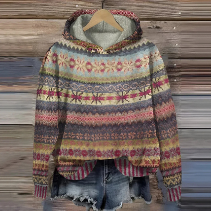 Warmer Vintage-Kapuzenpullover für Damen in gemütlichem Stil mit moderner Passform und Kapuze.