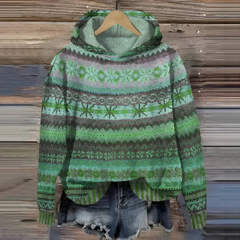 Warmer Vintage-Kapuzenpullover für Damen in gemütlichem Stil mit moderner Passform und Kapuze.
