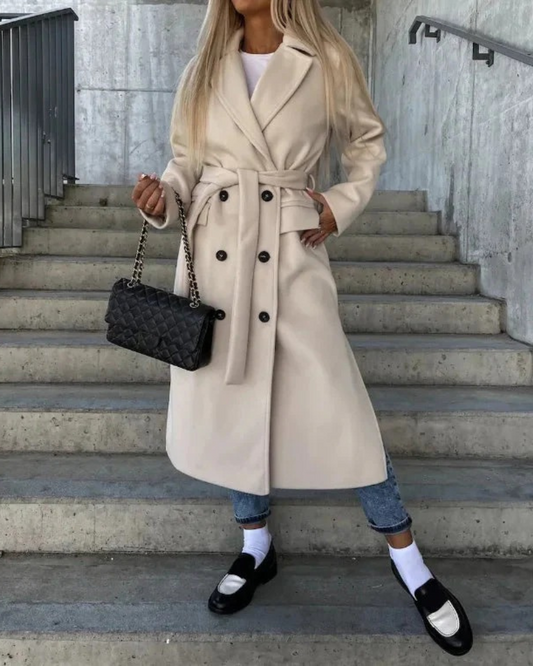 Langer warmer Vintage-Mantel für Damen in zeitlosem Design für Herbst und Winter