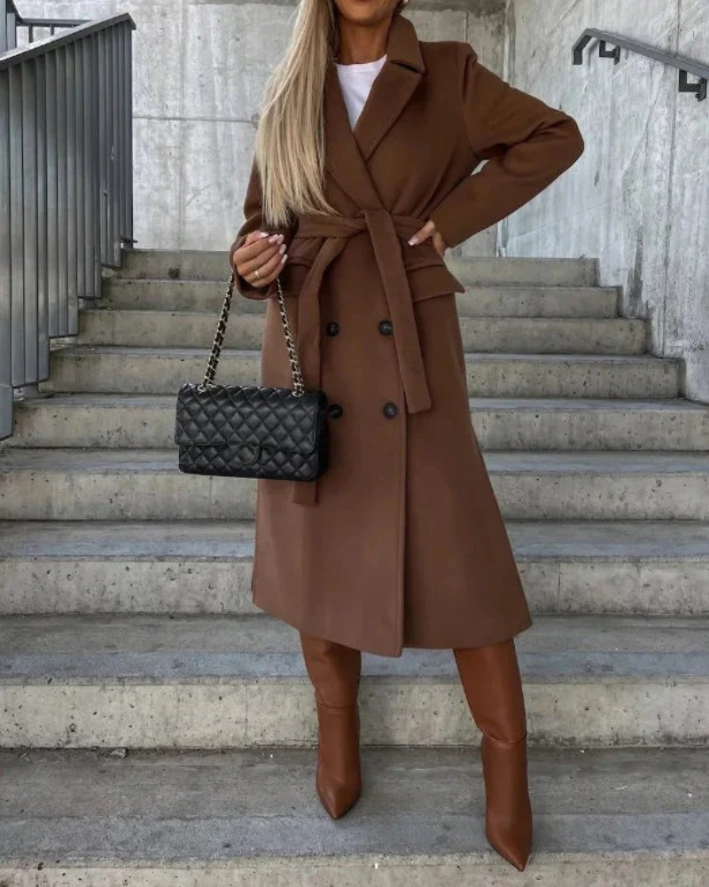 Langer warmer Vintage-Mantel für Damen in zeitlosem Design für Herbst und Winter
