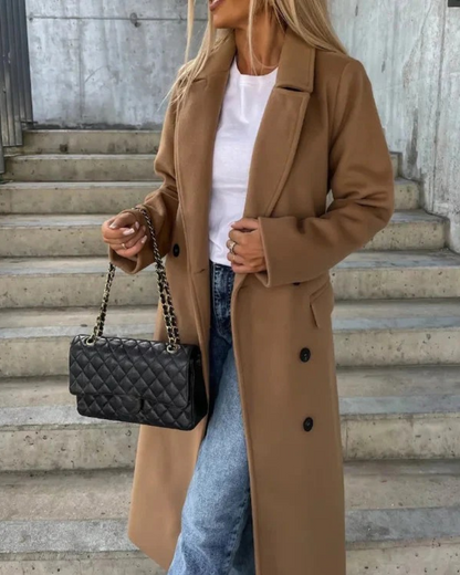 Langer warmer Vintage-Mantel für Damen in zeitlosem Design für Herbst und Winter