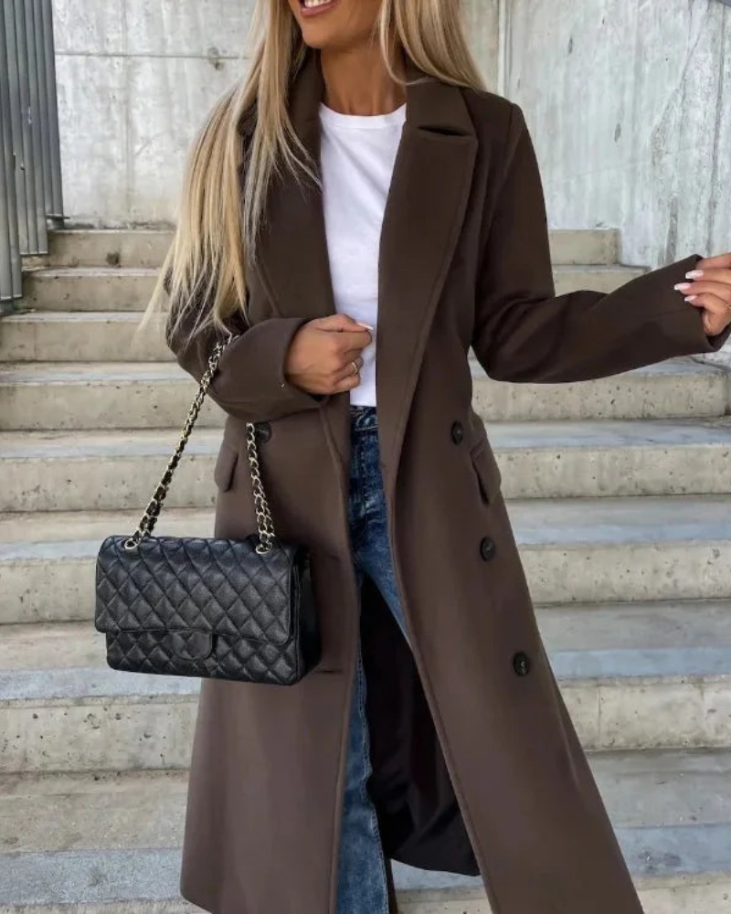 Langer warmer Vintage-Mantel für Damen in zeitlosem Design für Herbst und Winter