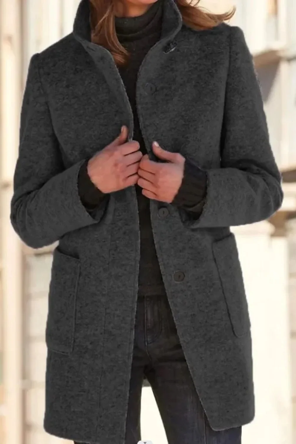 Zeitloser winddichter Wintermantel für Damen, elegant und funktional für kalte Tage